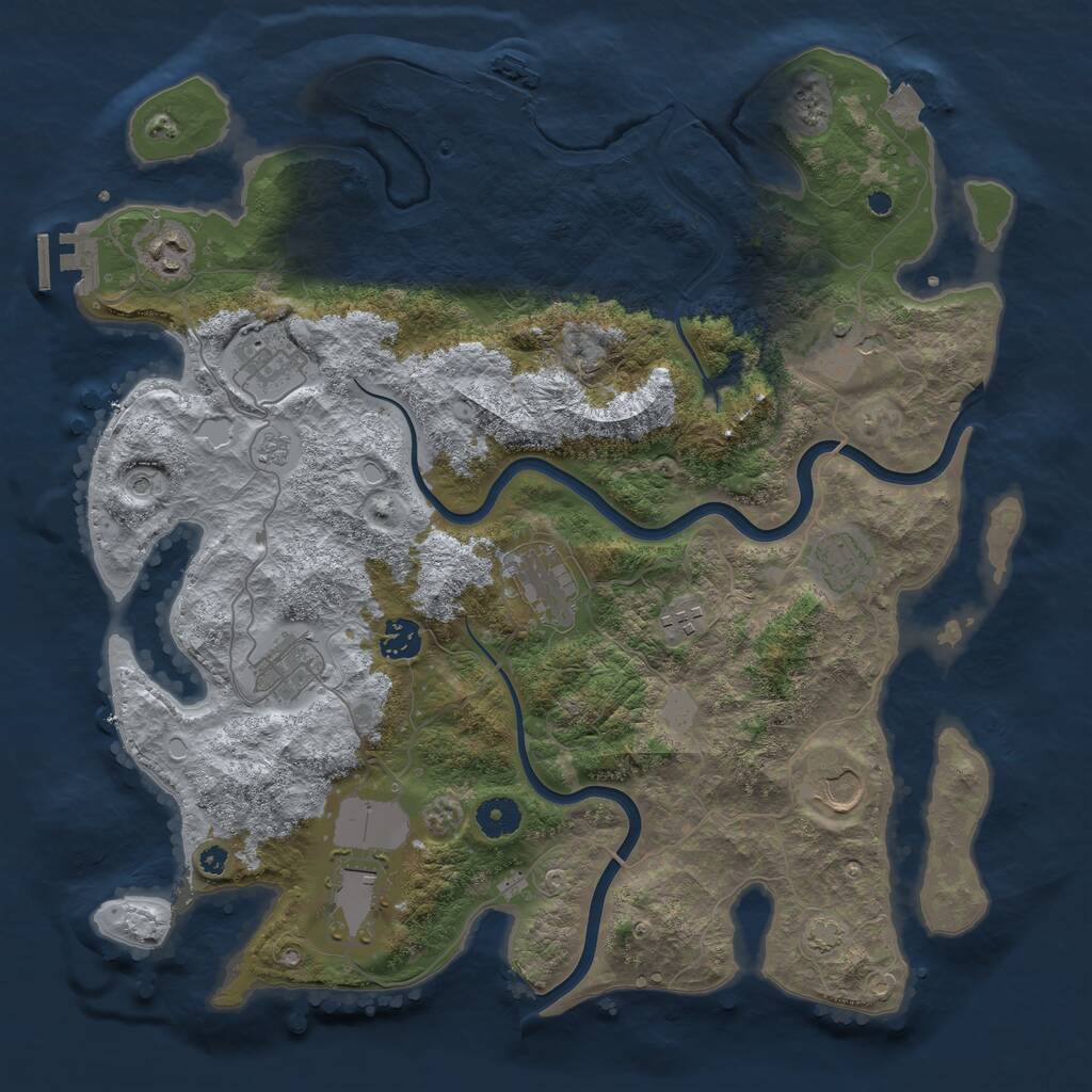 Rust Map: Procedural Map, Size: 3900, Seed: 24562927, 16 Monuments
