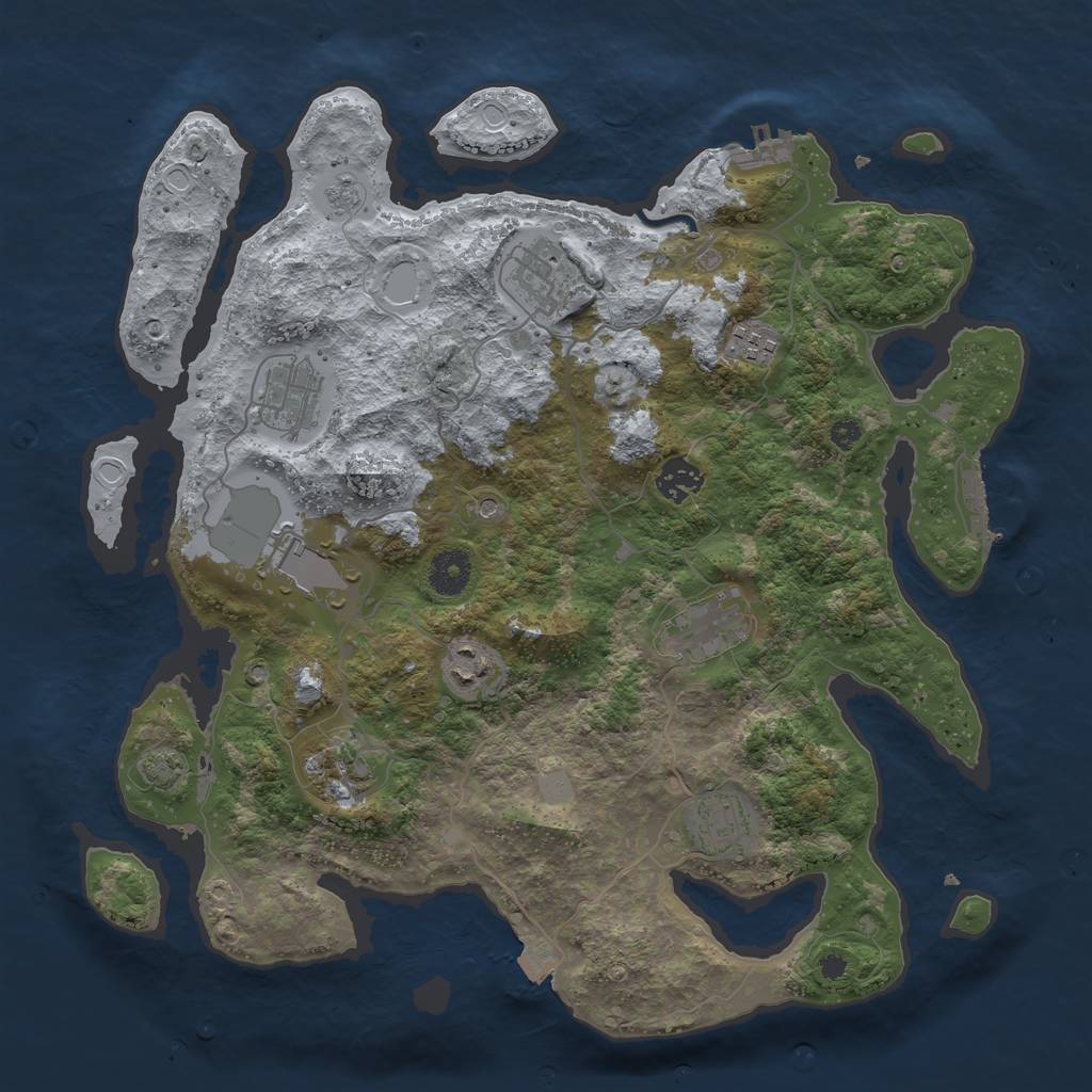 Rust Map: Procedural Map, Size: 3700, Seed: 11785431, 17 Monuments