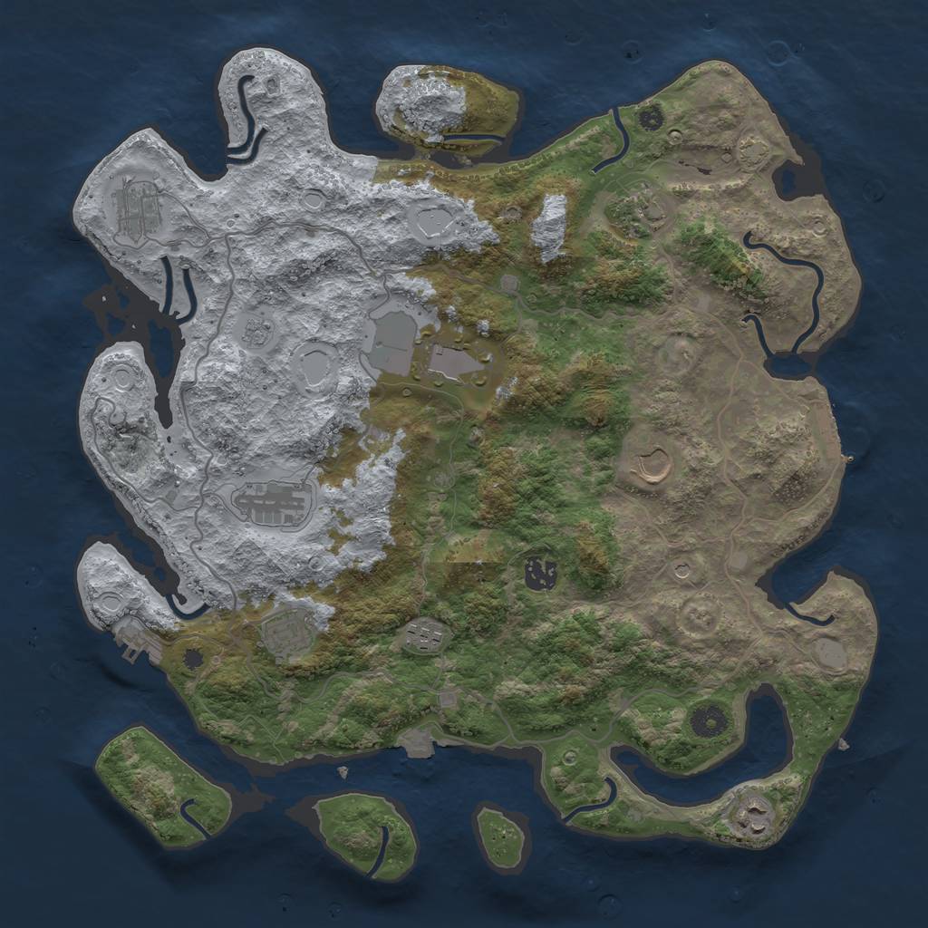 Rust Map: Procedural Map, Size: 4000, Seed: 1939958604, 17 Monuments