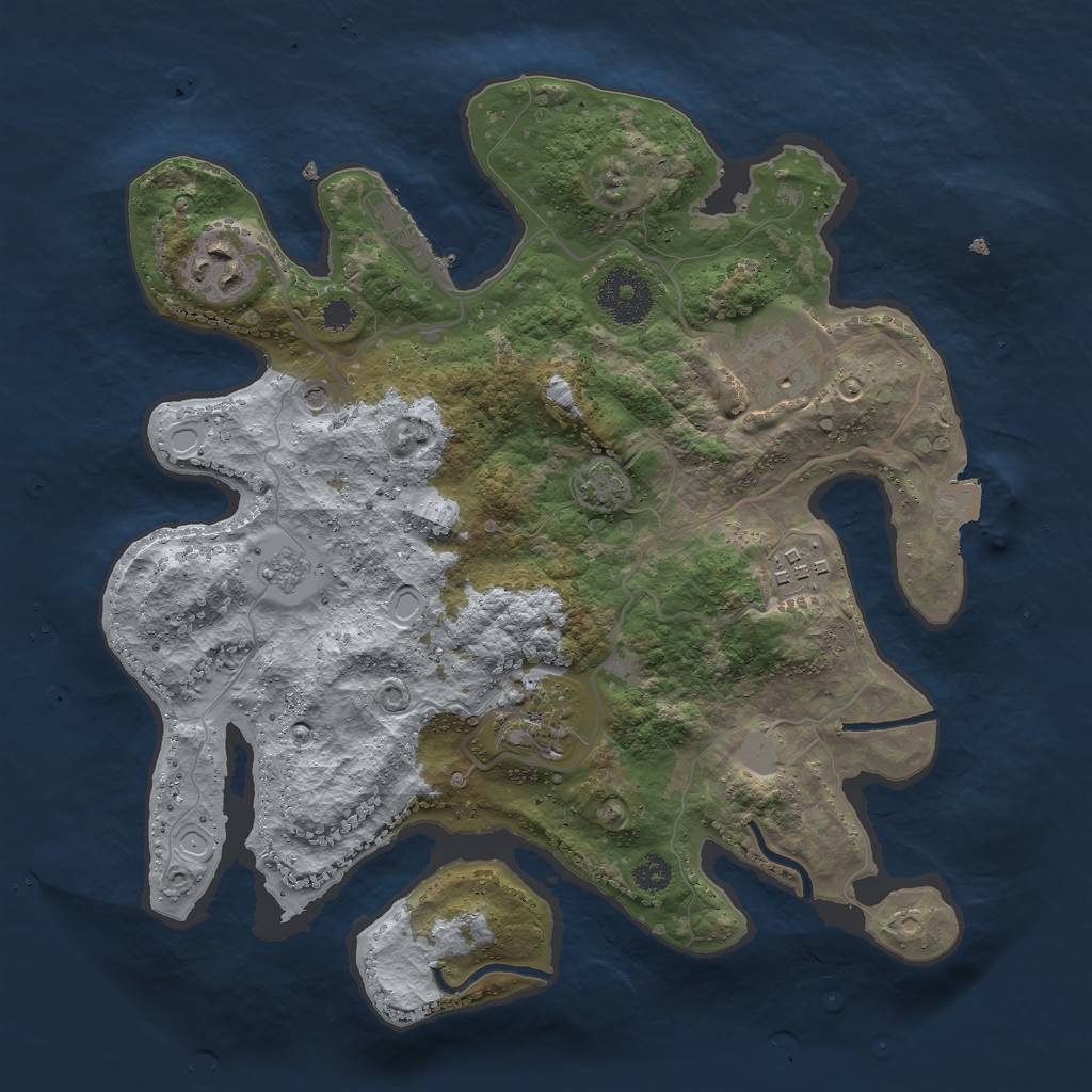 Rust Map: Procedural Map, Size: 3000, Seed: 2176403, 11 Monuments