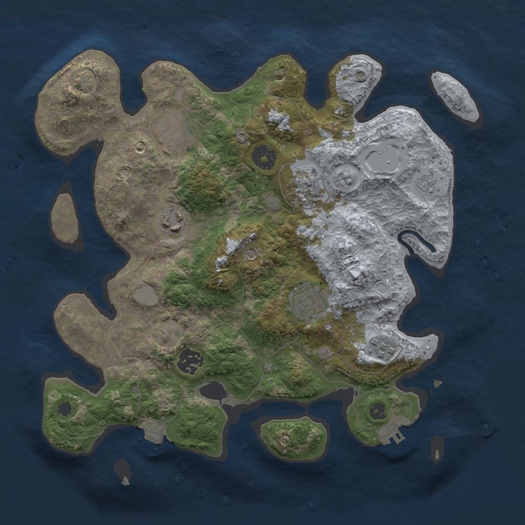 Rust Map: Procedural Map, Size: 3200, Seed: 73131043, 13 Monuments