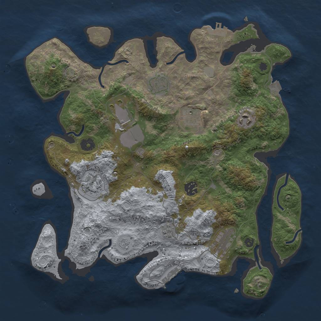 Rust Map: Procedural Map, Size: 3500, Seed: 432, 16 Monuments