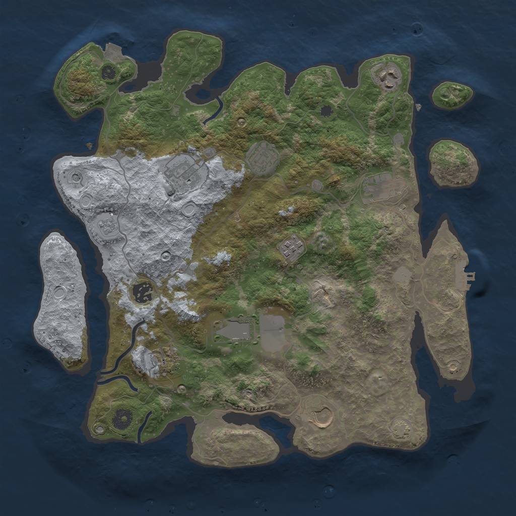 Rust Map: Procedural Map, Size: 3700, Seed: 1177842815, 16 Monuments