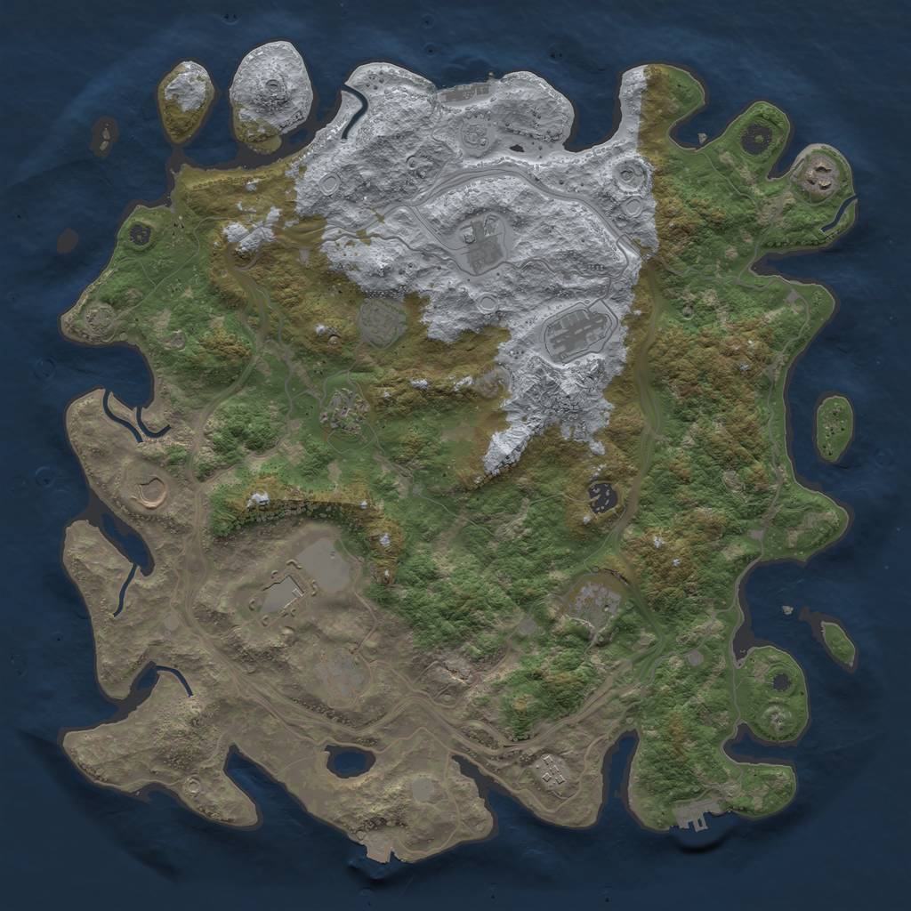 Rust Map: Procedural Map, Size: 4500, Seed: 1465199211, 19 Monuments