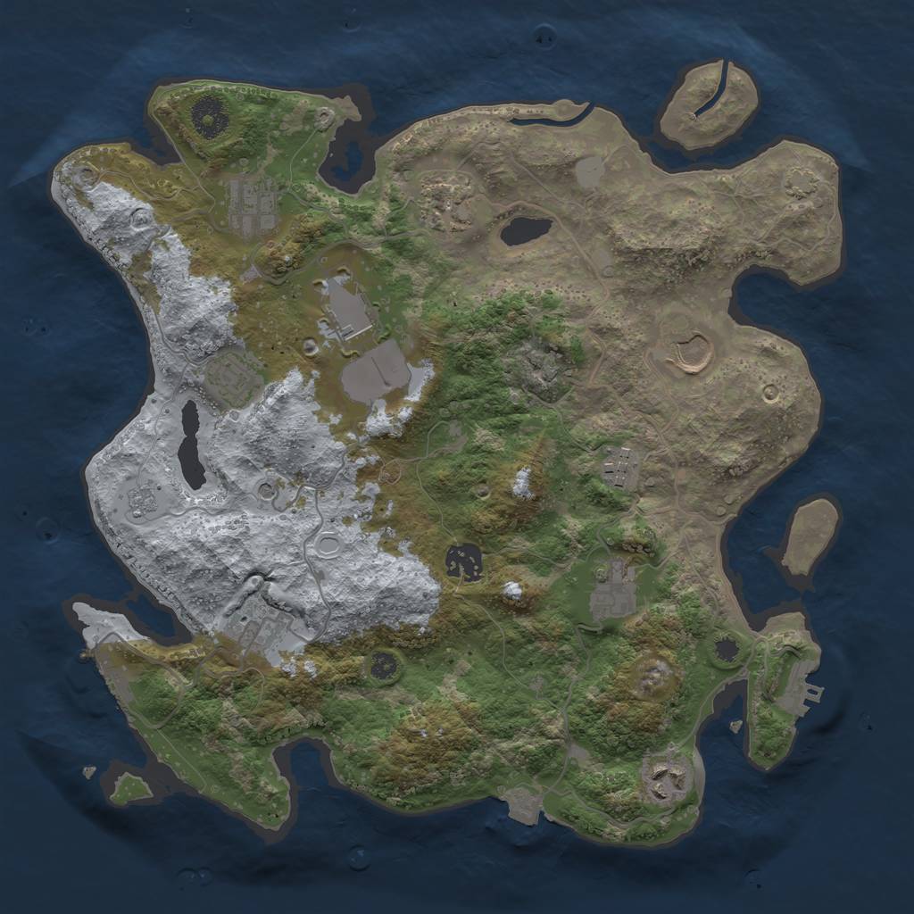 Rust Map: Procedural Map, Size: 3500, Seed: 369536440, 18 Monuments