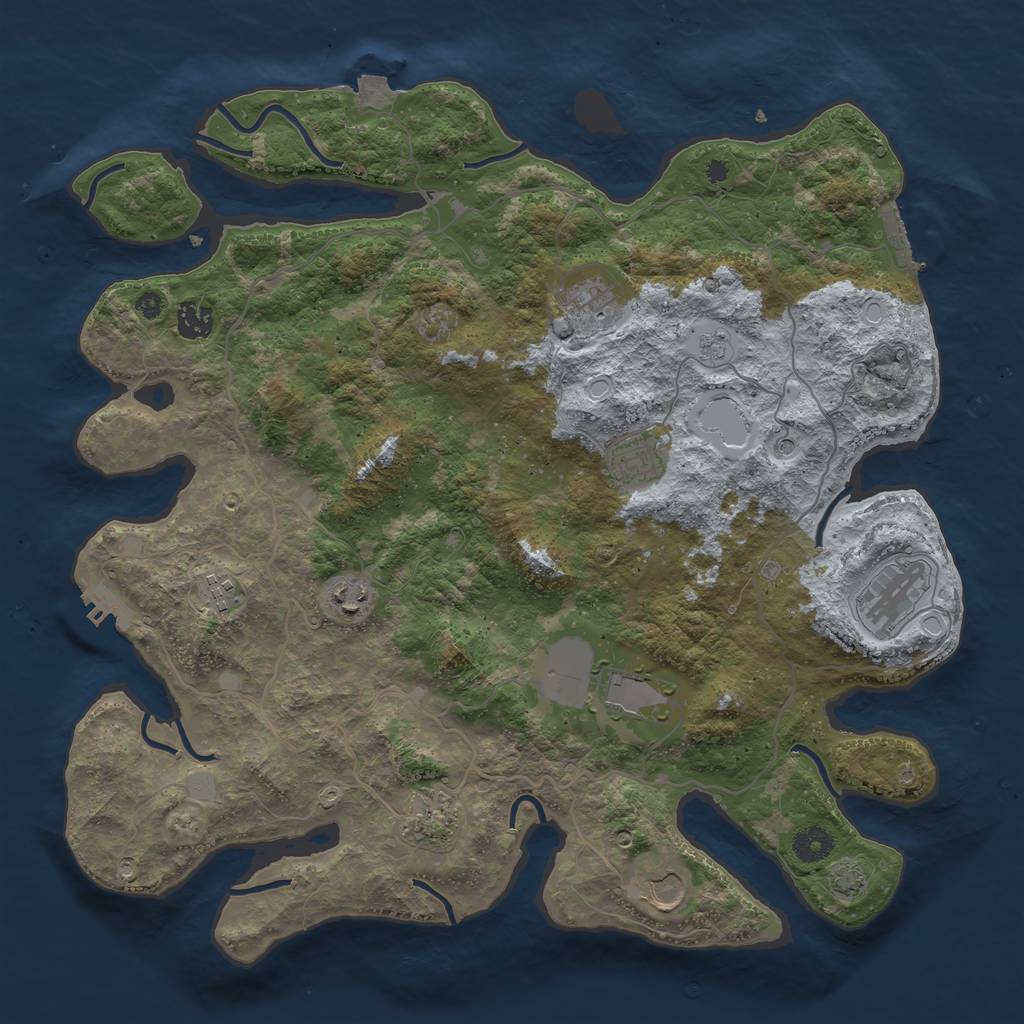 Rust Map: Procedural Map, Size: 4000, Seed: 52624662, 17 Monuments