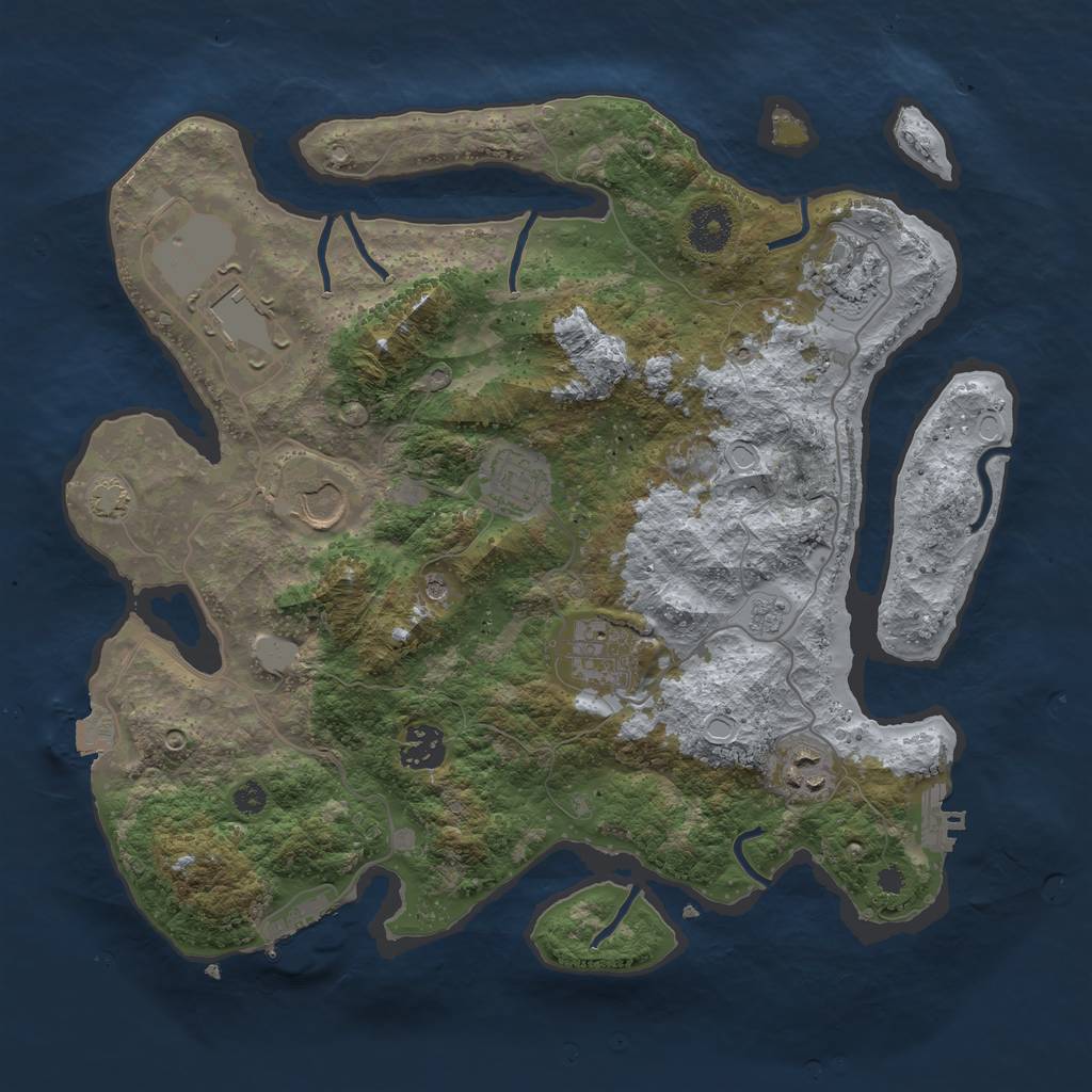 Rust Map: Procedural Map, Size: 3500, Seed: 1100820533, 15 Monuments