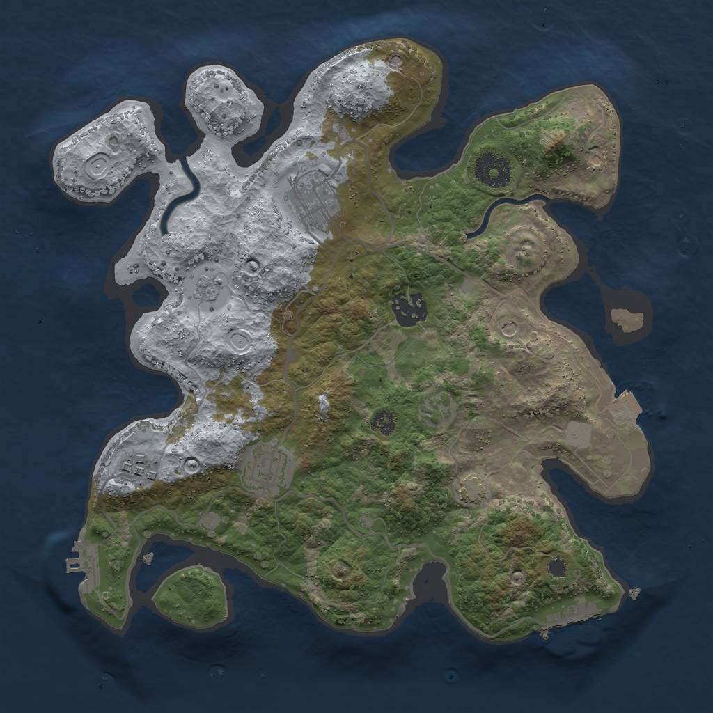 Rust Map: Procedural Map, Size: 3000, Seed: 1375677259, 12 Monuments