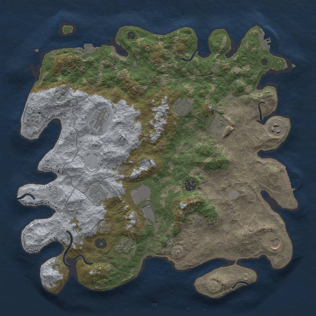 Rust Map: Procedural Map, Size: 4100, Seed: 13481002, 18 Monuments