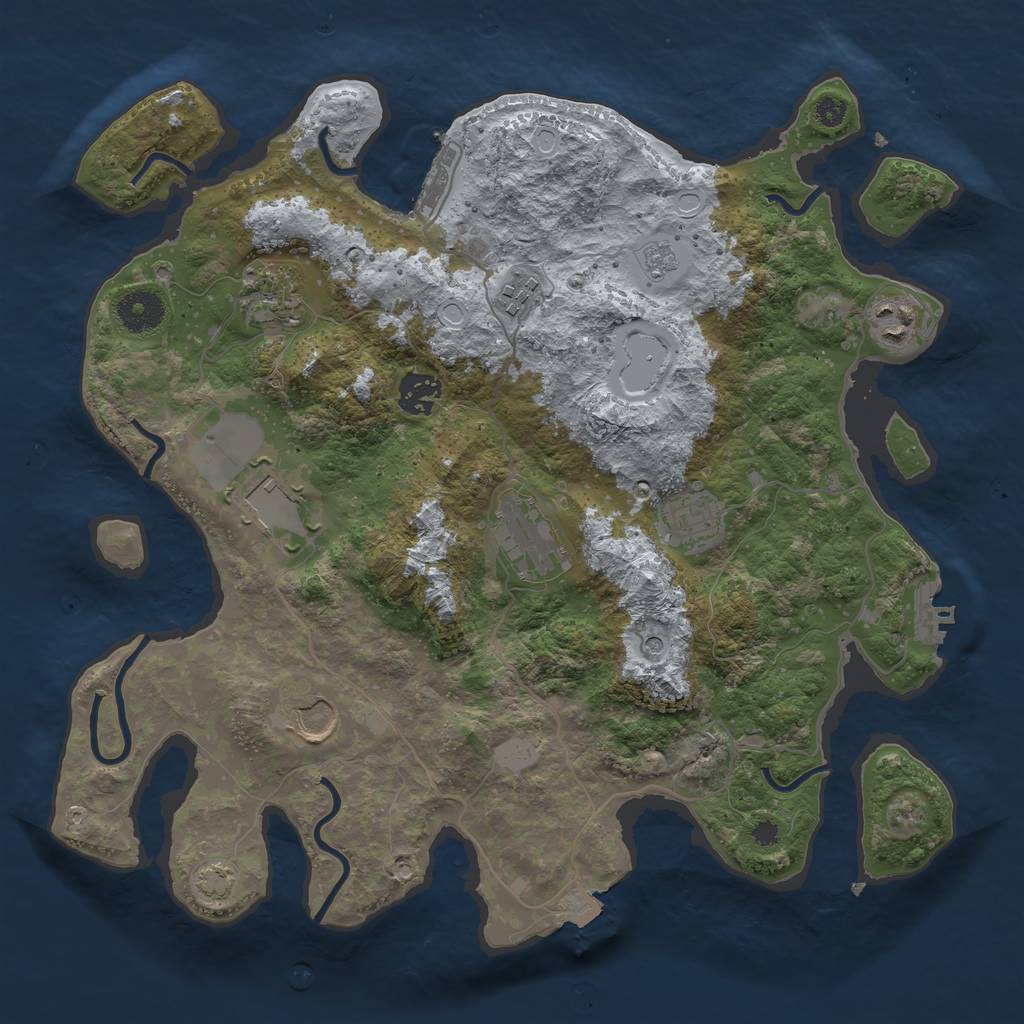 Rust Map: Procedural Map, Size: 3550, Seed: 63498639, 16 Monuments