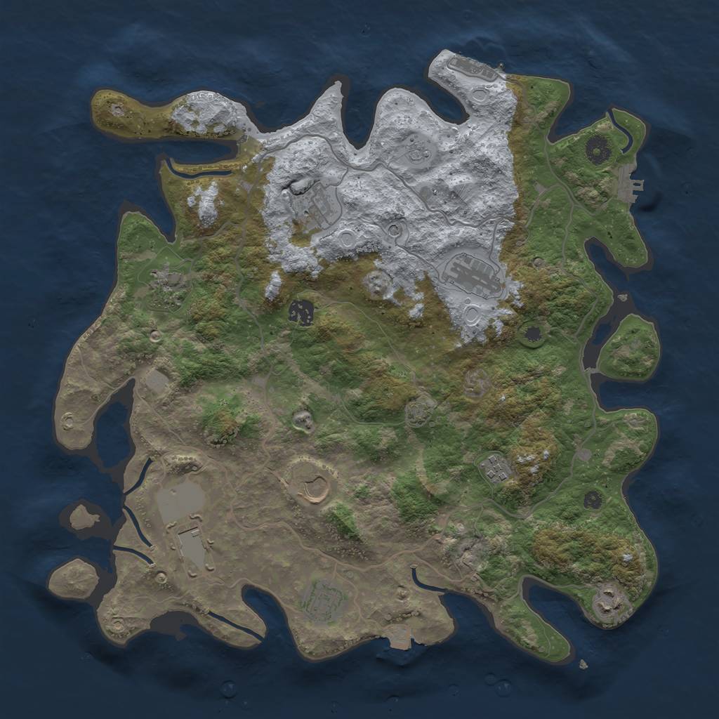 Rust Map: Procedural Map, Size: 4000, Seed: 3937379, 17 Monuments