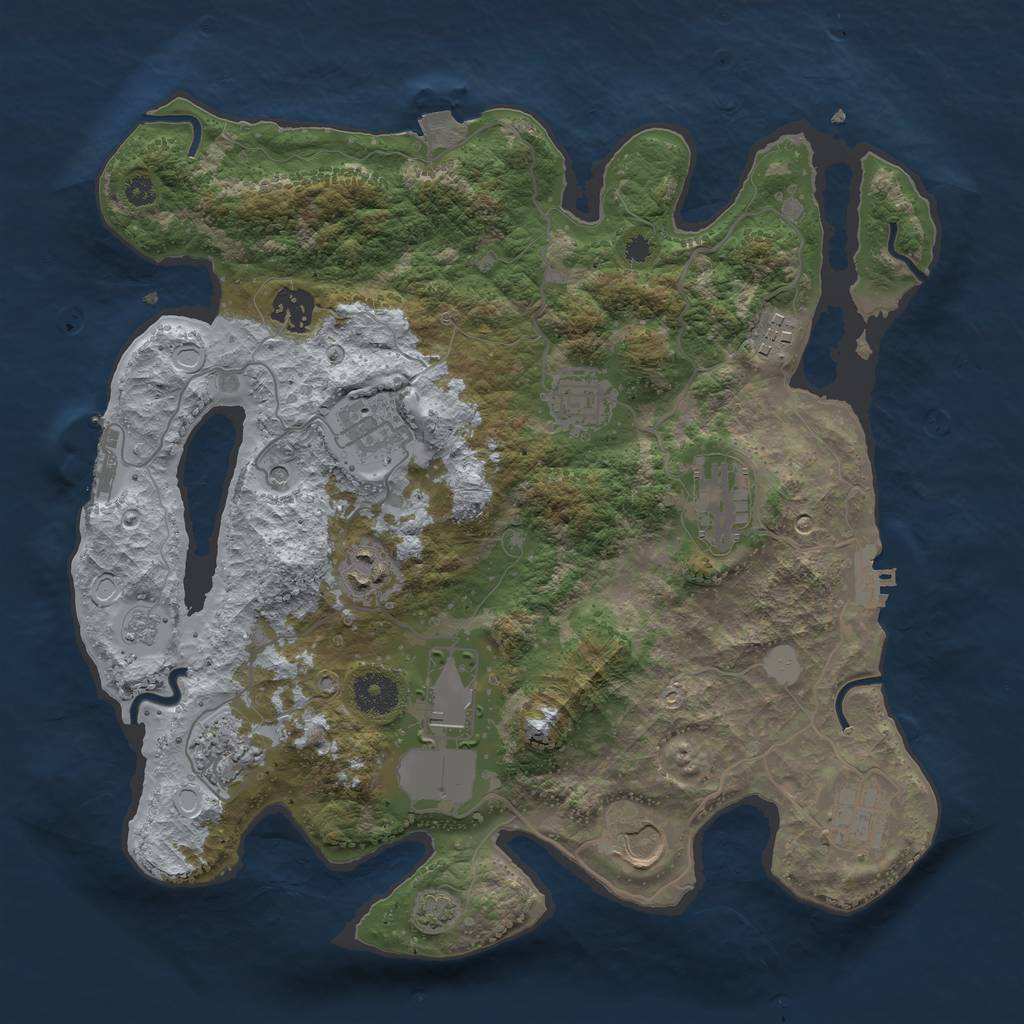 Rust Map: Procedural Map, Size: 3500, Seed: 11145155, 18 Monuments