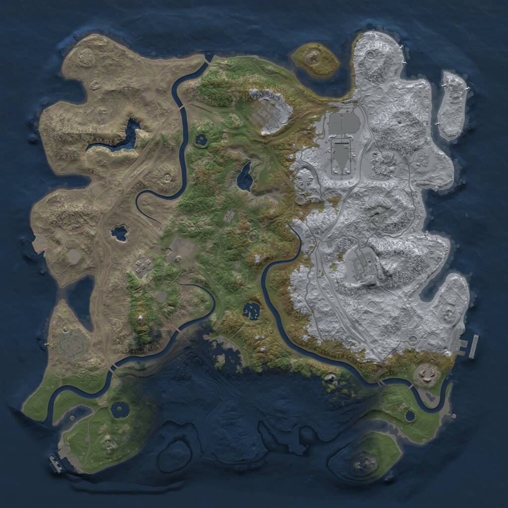 Rust Map: Procedural Map, Size: 4300, Seed: 51403374, 16 Monuments
