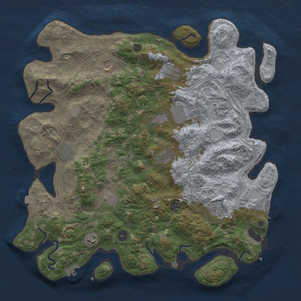 Rust Map: Procedural Map, Size: 4300, Seed: 51403374, 19 Monuments