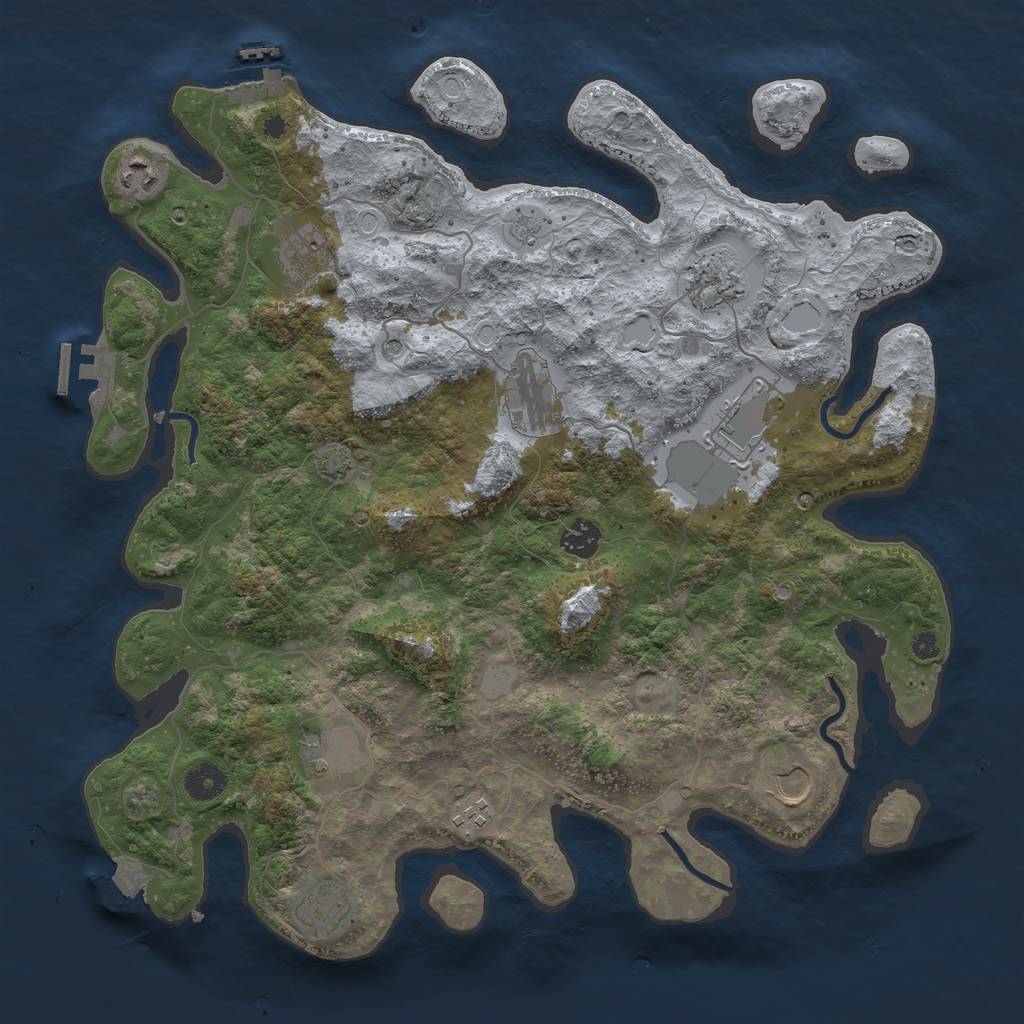 Rust Map: Procedural Map, Size: 3950, Seed: 90709374, 18 Monuments