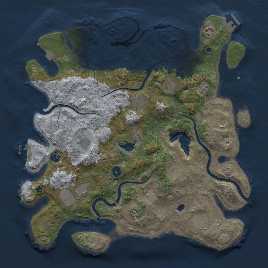 Rust Map: Procedural Map, Size: 4096, Seed: 277513829, 16 Monuments