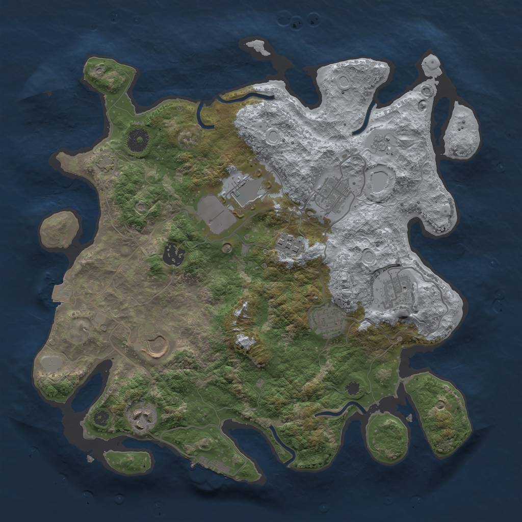 Rust Map: Procedural Map, Size: 3500, Seed: 1028573707, 14 Monuments