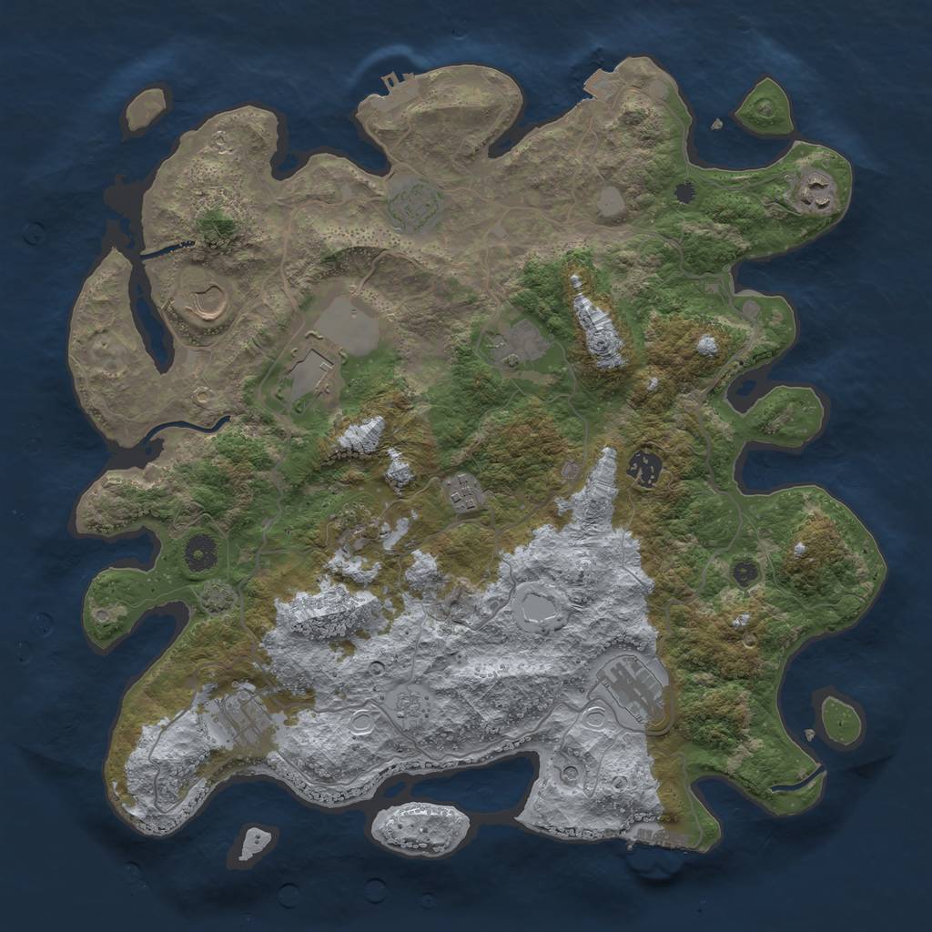 Rust Map: Procedural Map, Size: 4000, Seed: 41536632, 18 Monuments