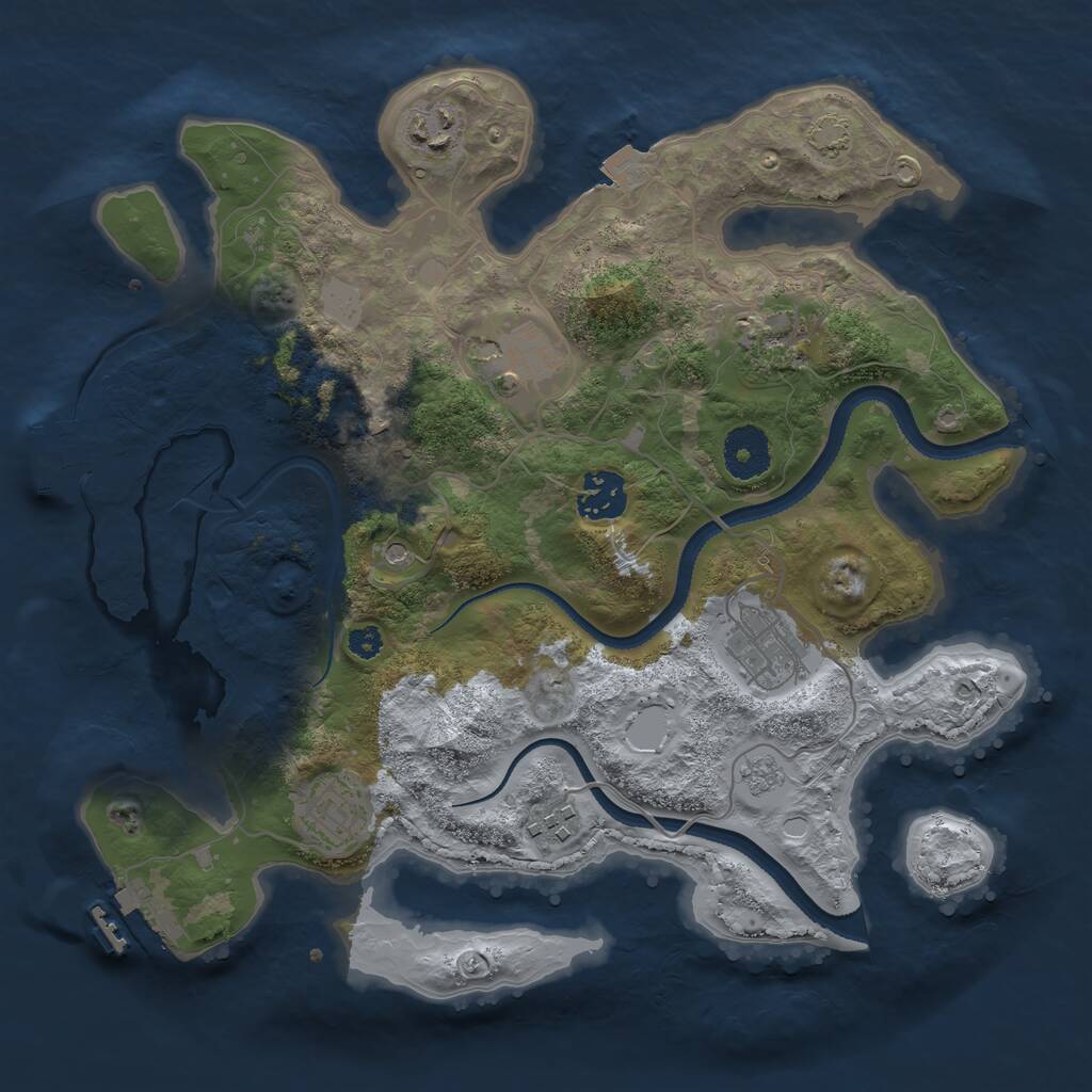Rust Map: Procedural Map, Size: 3250, Seed: 6172, 13 Monuments