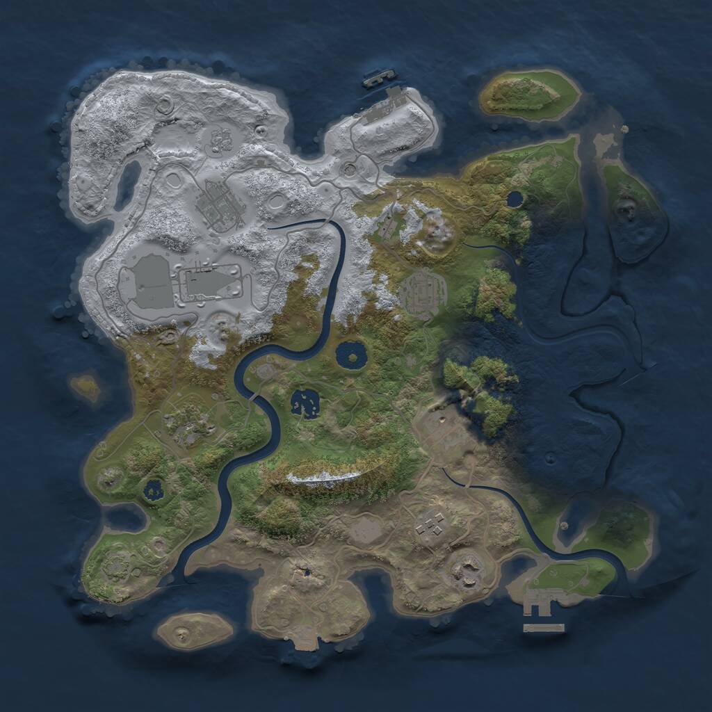 Rust Map: Procedural Map, Size: 3500, Seed: 184479, 14 Monuments