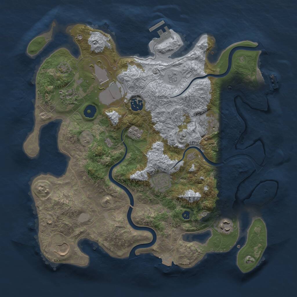 Rust Map: Procedural Map, Size: 3500, Seed: 982634, 14 Monuments