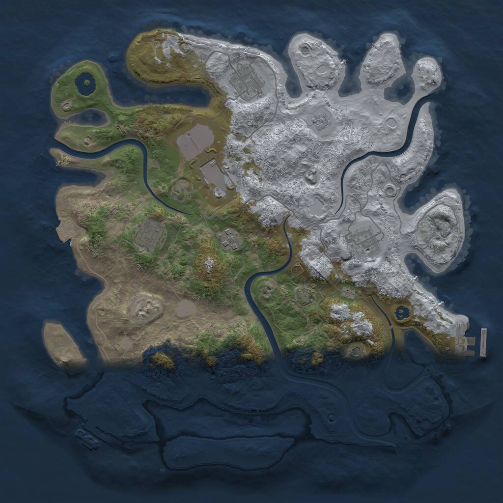 Rust Map: Procedural Map, Size: 3500, Seed: 1858569825, 11 Monuments