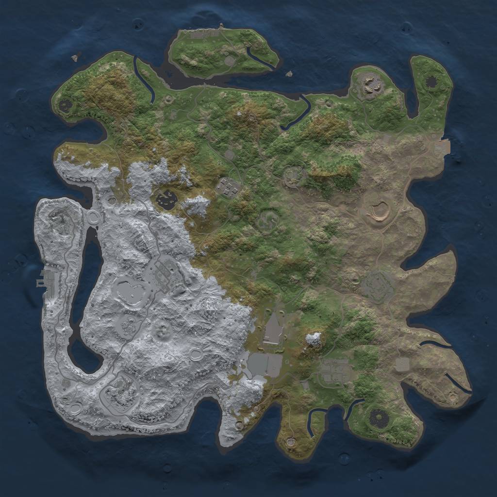 Rust Map: Procedural Map, Size: 3800, Seed: 81829651, 17 Monuments