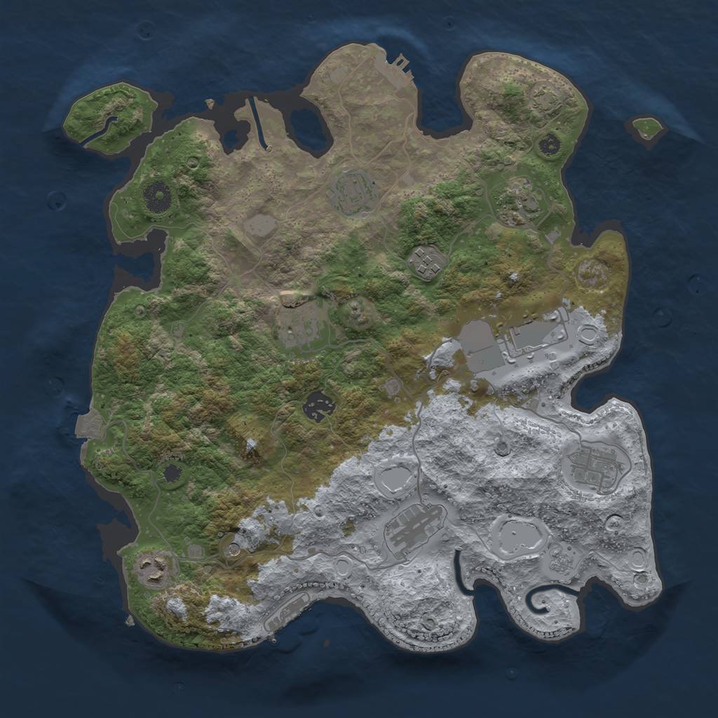 Rust Map: Procedural Map, Size: 3600, Seed: 72085277, 17 Monuments