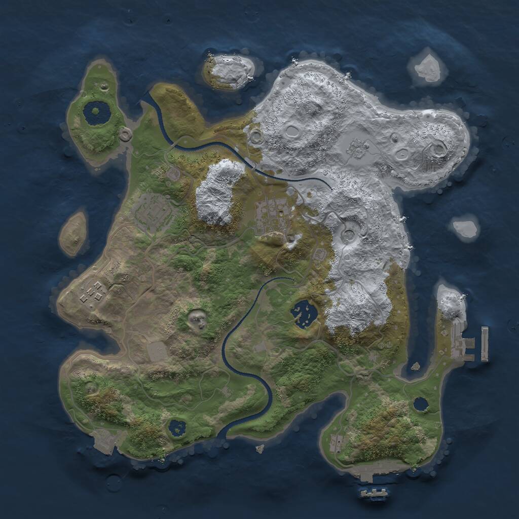 Rust Map: Procedural Map, Size: 3000, Seed: 588591076, 9 Monuments