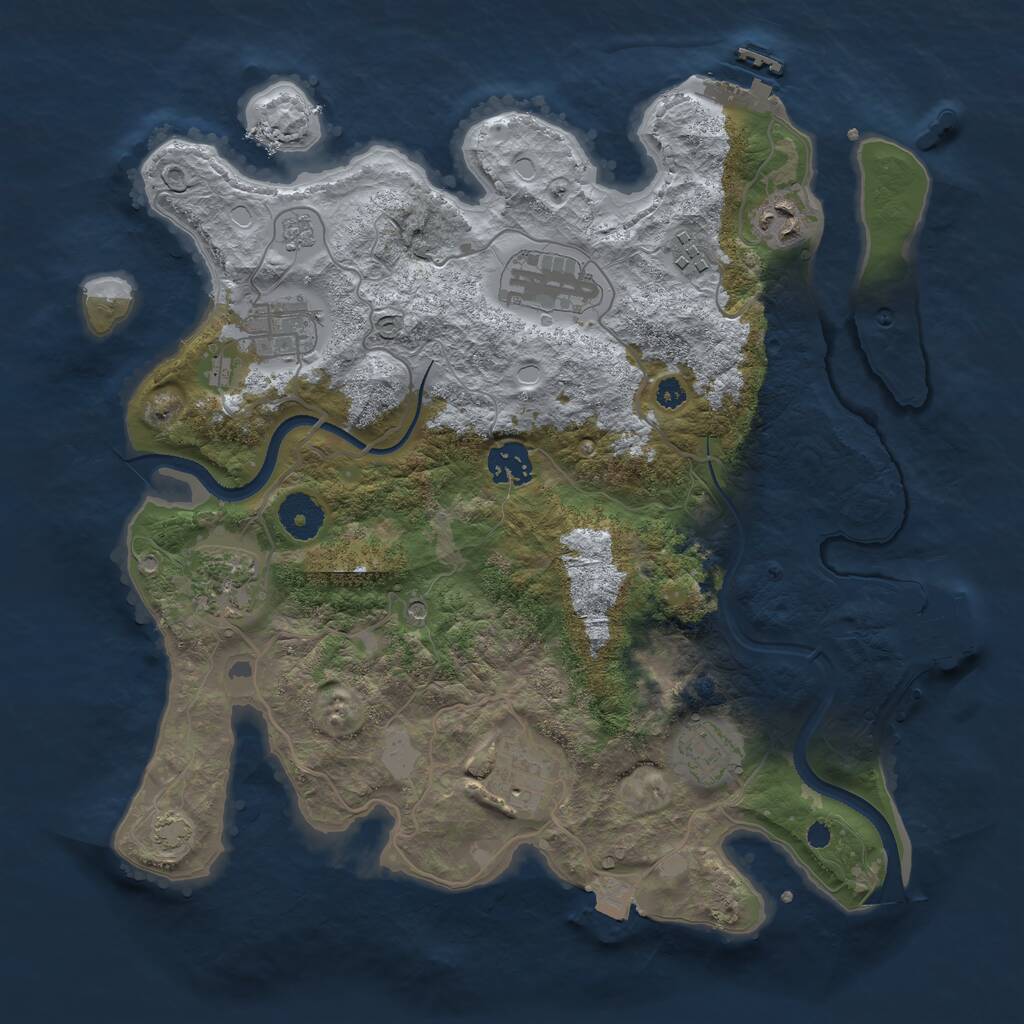 Rust Map: Procedural Map, Size: 3450, Seed: 82252799, 14 Monuments