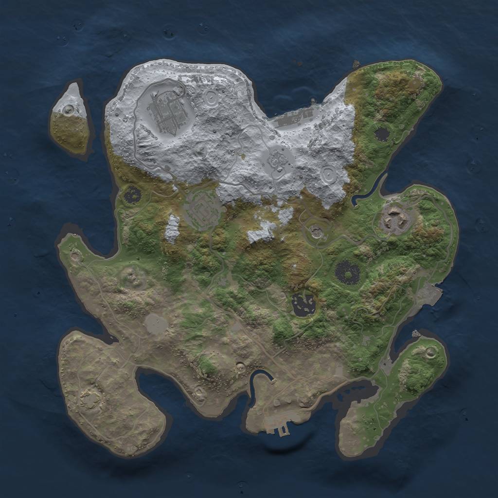 Rust Map: Procedural Map, Size: 3000, Seed: 2135435, 12 Monuments