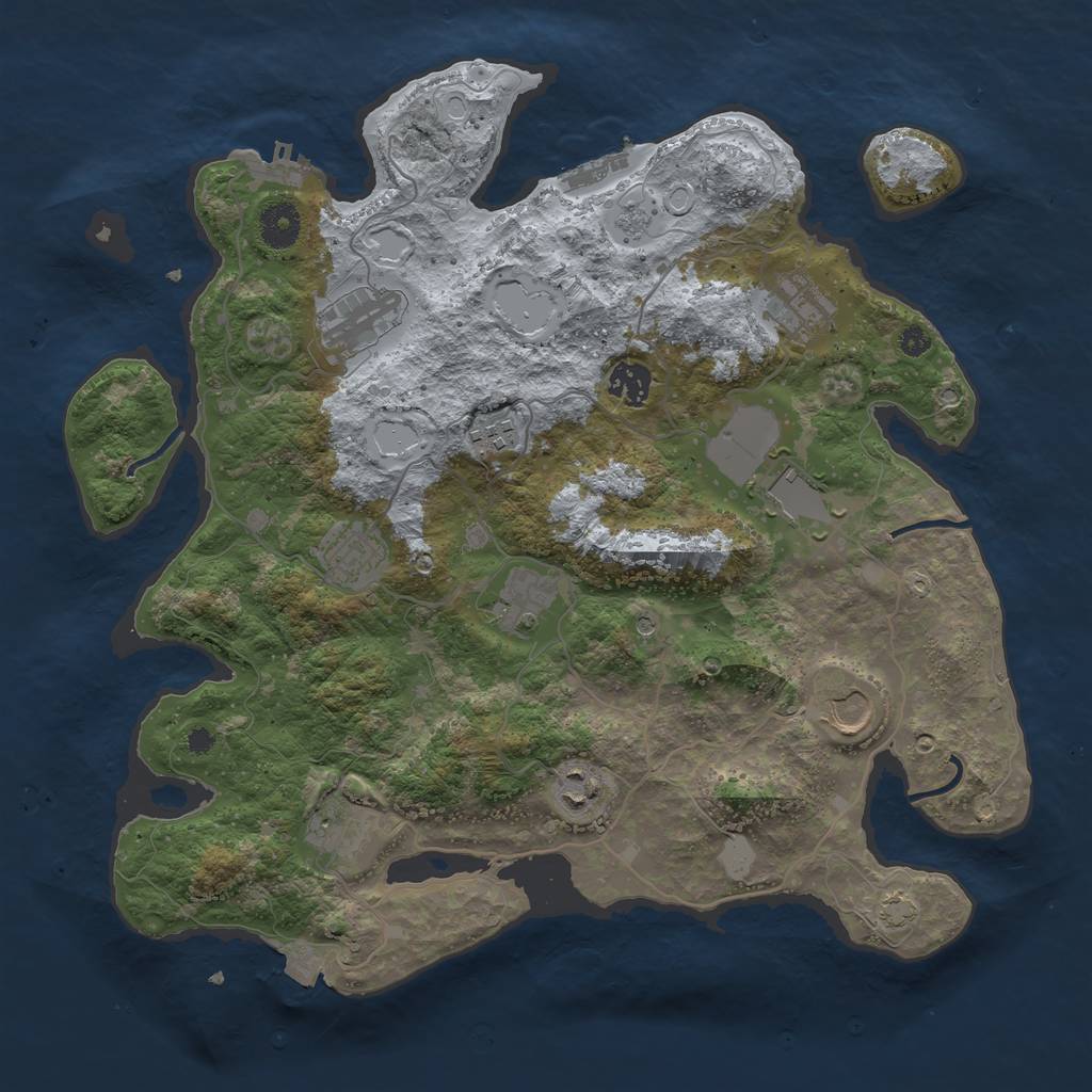 Rust Map: Procedural Map, Size: 3750, Seed: 13402405, 18 Monuments