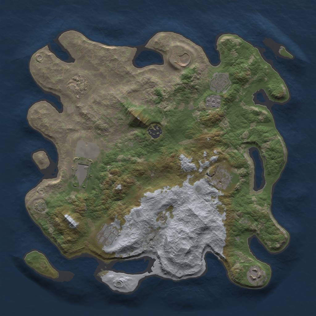 Rust Map: Barren, Size: 3500, Seed: 16051992, 13 Monuments