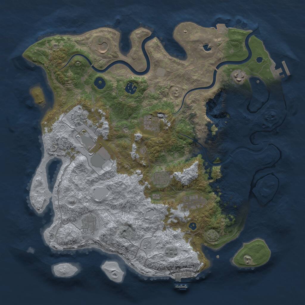 Rust Map: Procedural Map, Size: 4000, Seed: 2023696870, 16 Monuments