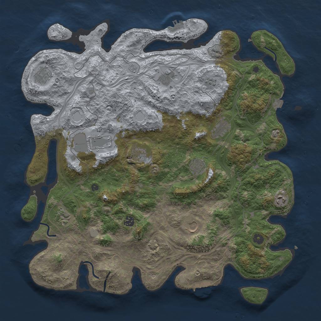 Rust Map: Procedural Map, Size: 4500, Seed: 542787637, 19 Monuments