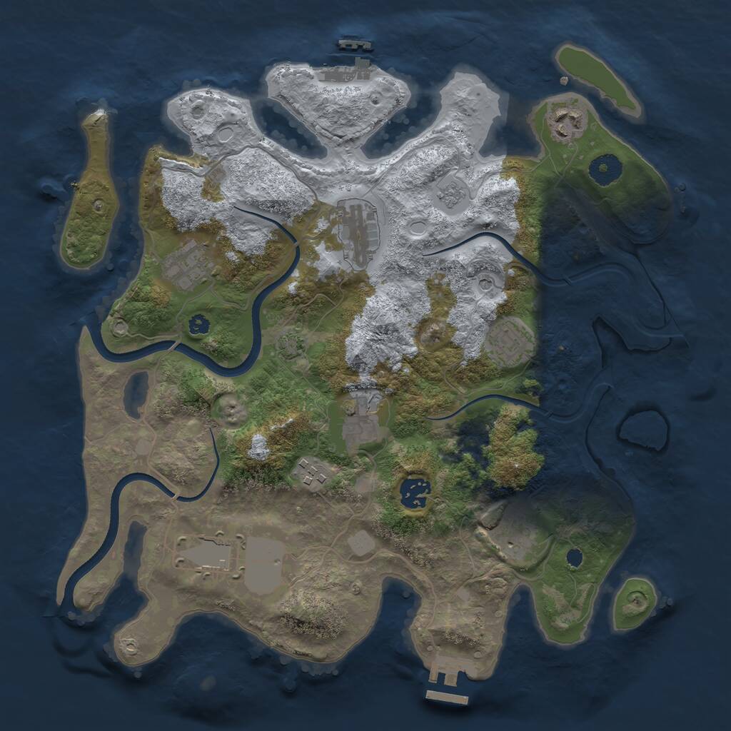 Rust Map: Procedural Map, Size: 3500, Seed: 1303770644, 15 Monuments