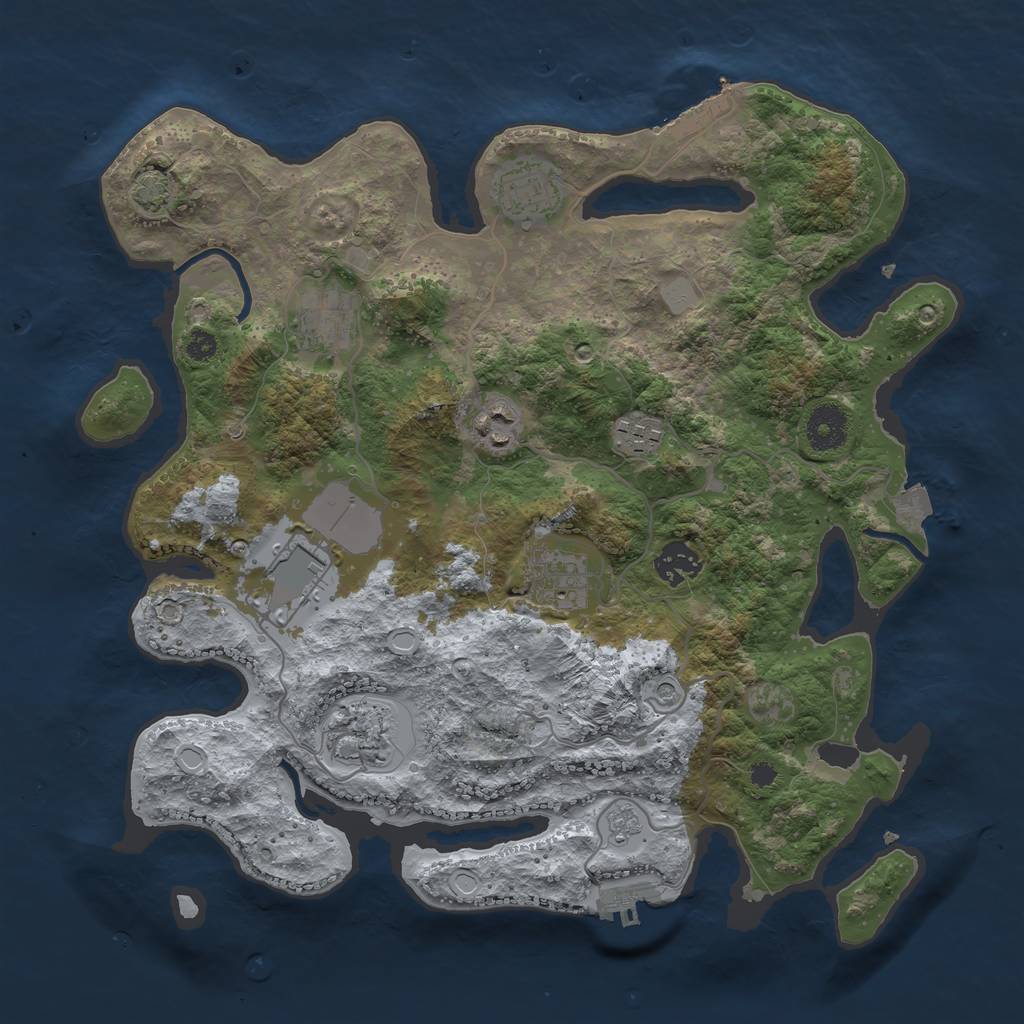 Rust Map: Procedural Map, Size: 3500, Seed: 1633471535, 16 Monuments