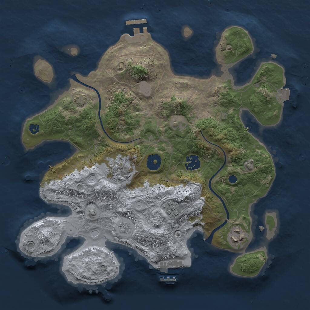 Rust Map: Procedural Map, Size: 3000, Seed: 720322026, 9 Monuments