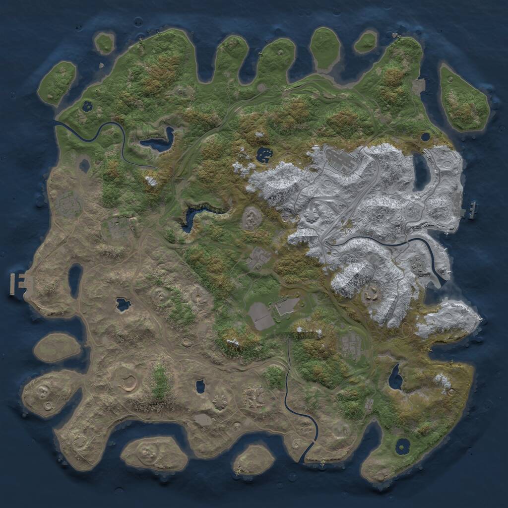 Rust Map: Procedural Map, Size: 4800, Seed: 1921269525, 17 Monuments