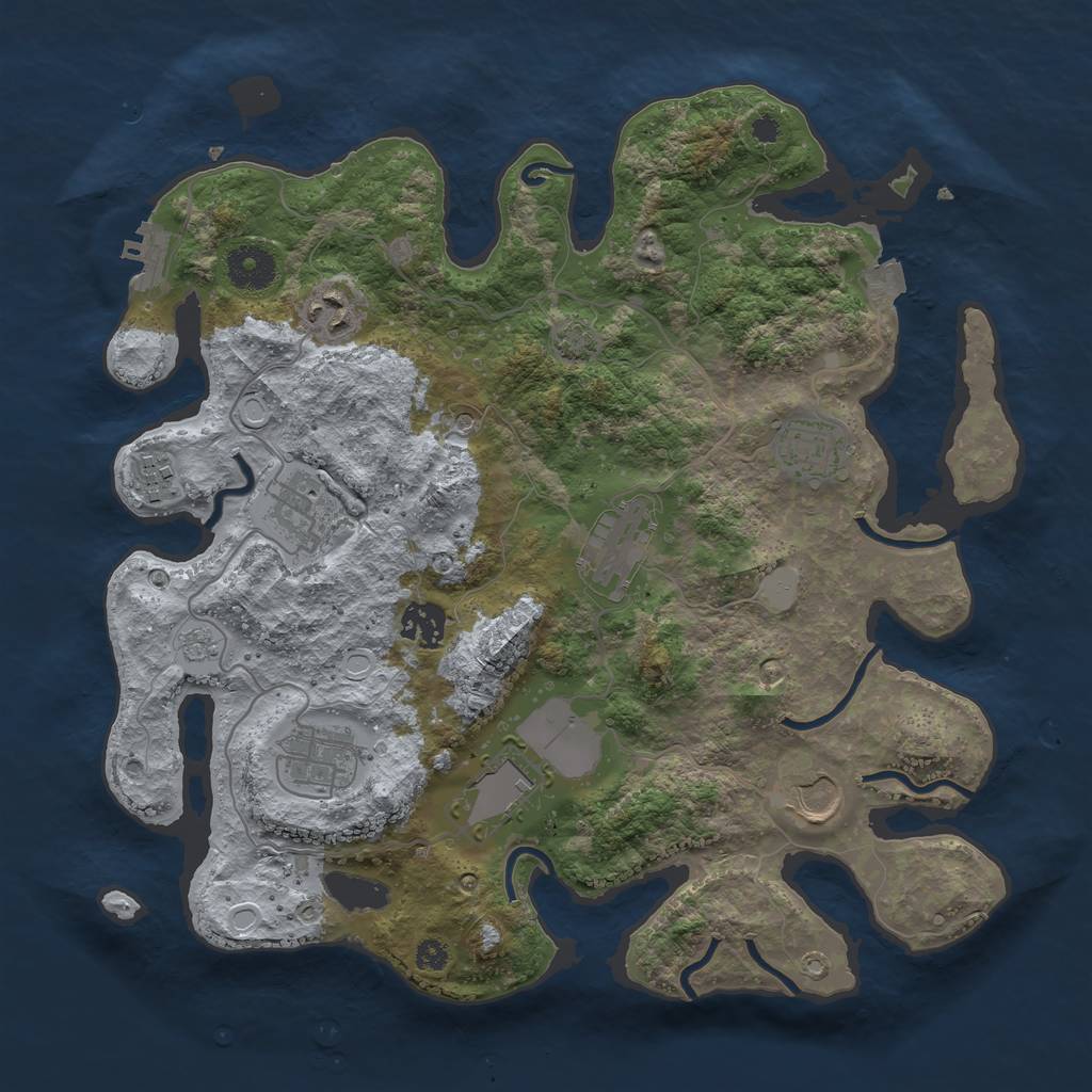 Rust Map: Procedural Map, Size: 3500, Seed: 1410022893, 16 Monuments