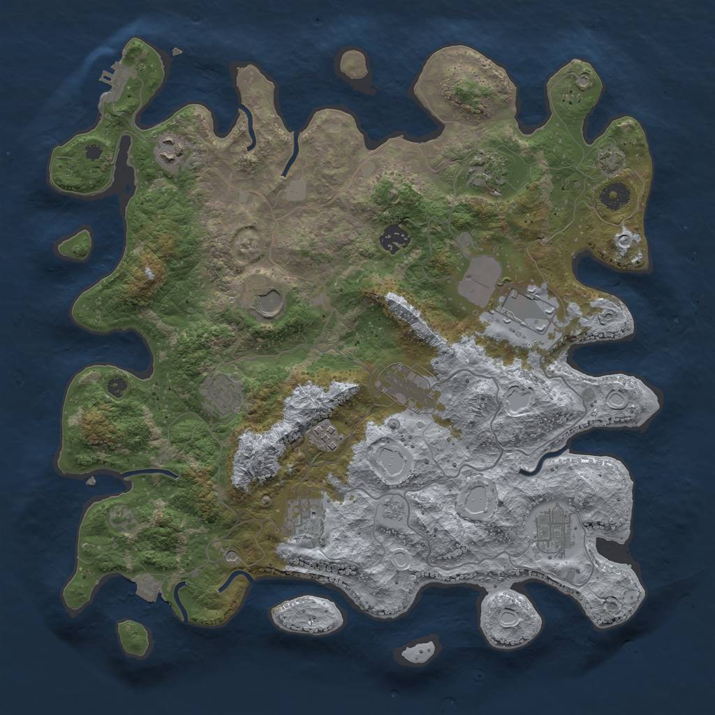Rust Map: Procedural Map, Size: 3800, Seed: 66110416, 17 Monuments