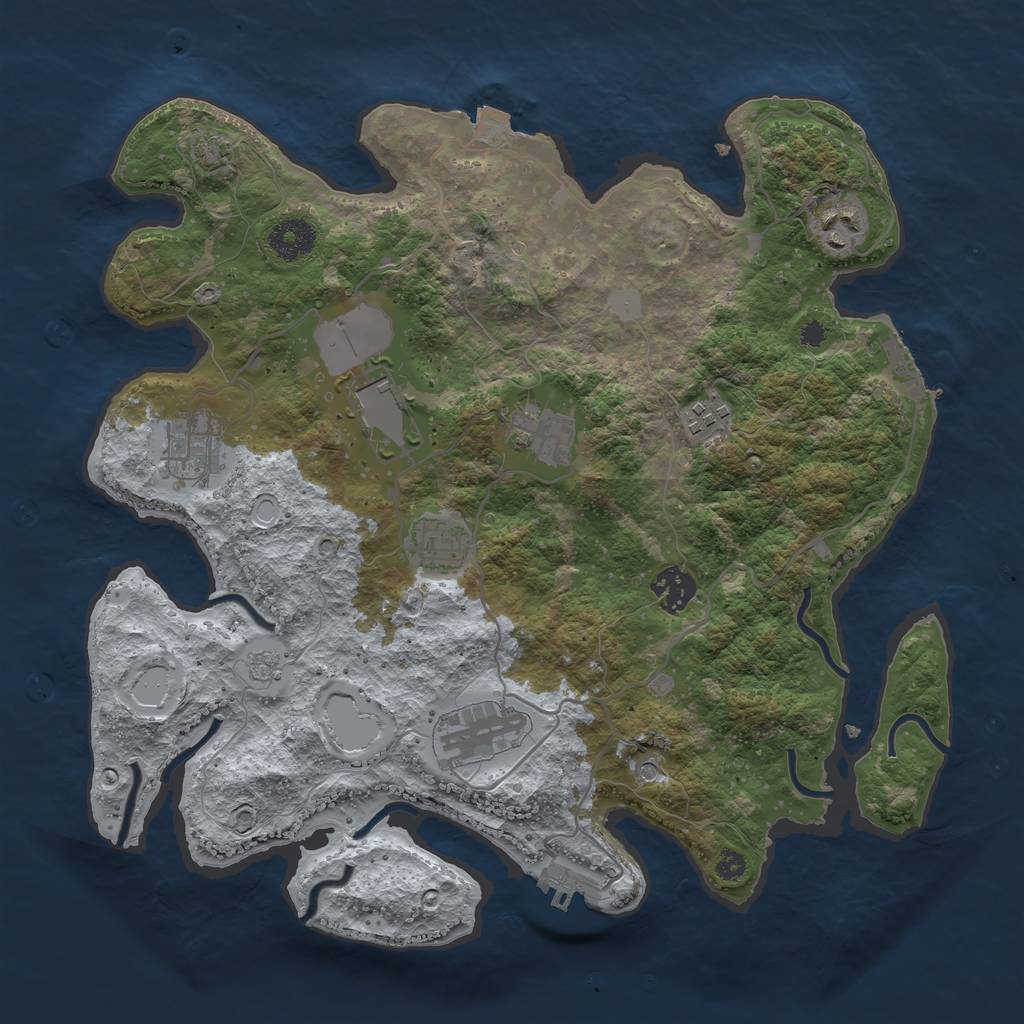 Rust Map: Procedural Map, Size: 3500, Seed: 1678832282, 16 Monuments