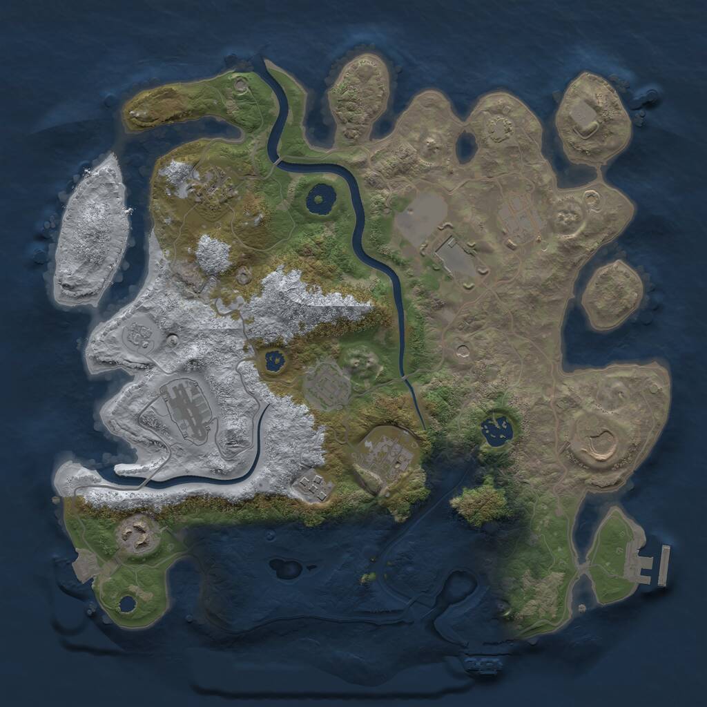 Rust Map: Procedural Map, Size: 3500, Seed: 96508825, 16 Monuments