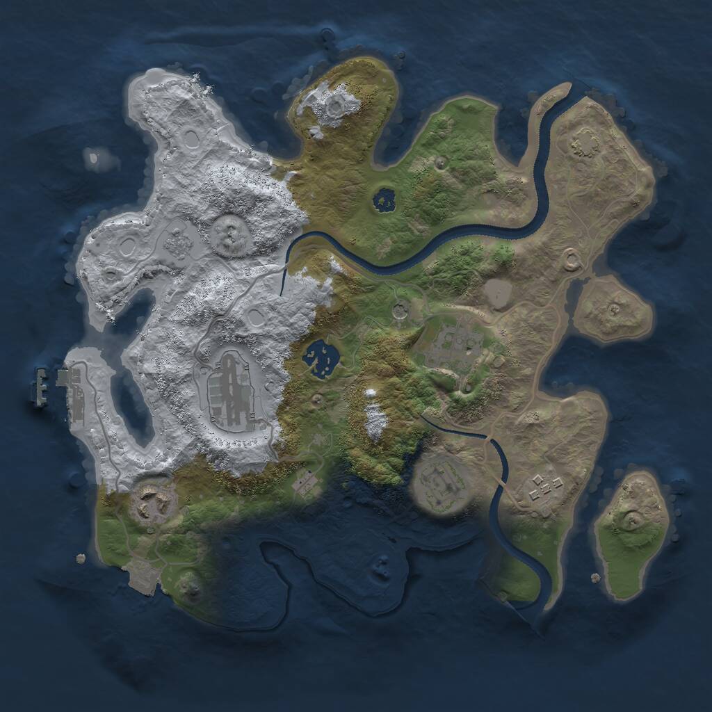 Rust Map: Procedural Map, Size: 3000, Seed: 59874, 11 Monuments