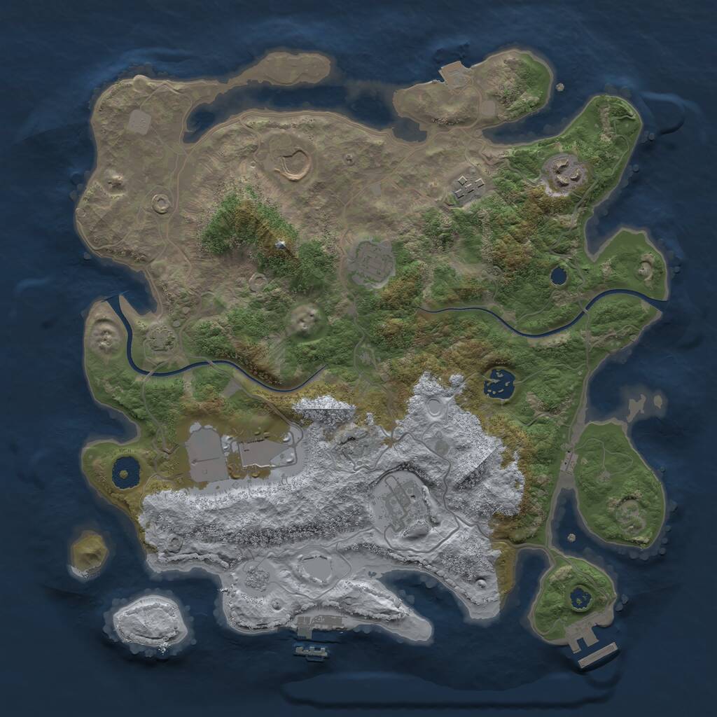 Rust Map: Procedural Map, Size: 3500, Seed: 1353722721, 12 Monuments