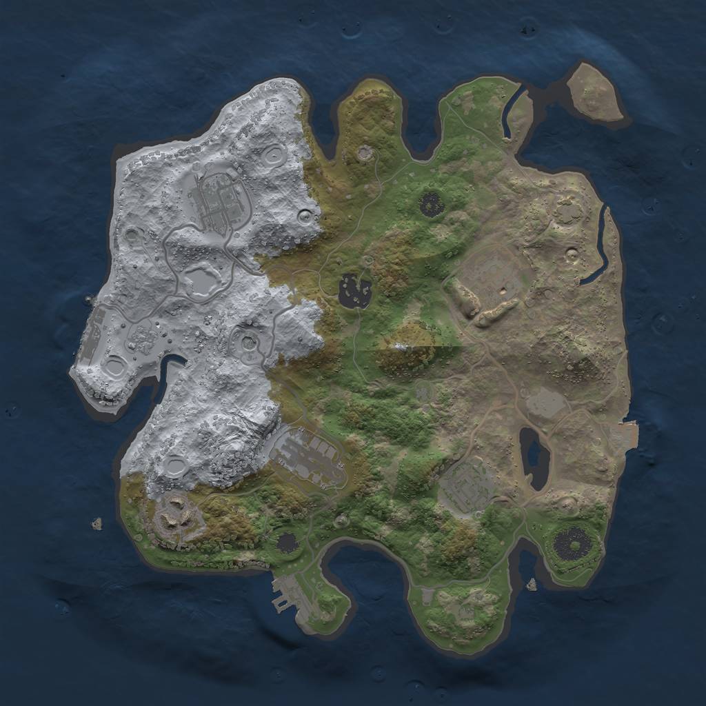 Rust Map: Procedural Map, Size: 3000, Seed: 864126694, 14 Monuments