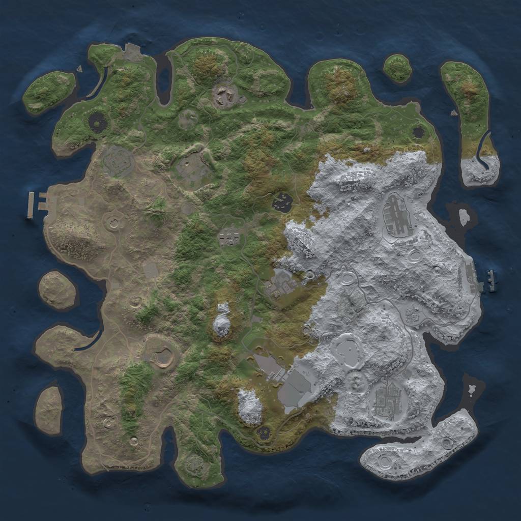 Rust Map: Procedural Map, Size: 3950, Seed: 46914921, 18 Monuments