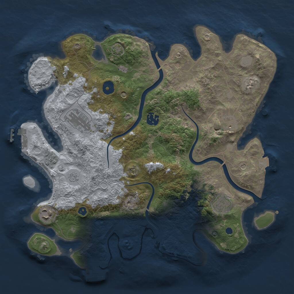 Rust Map: Procedural Map, Size: 3450, Seed: 10117306, 12 Monuments