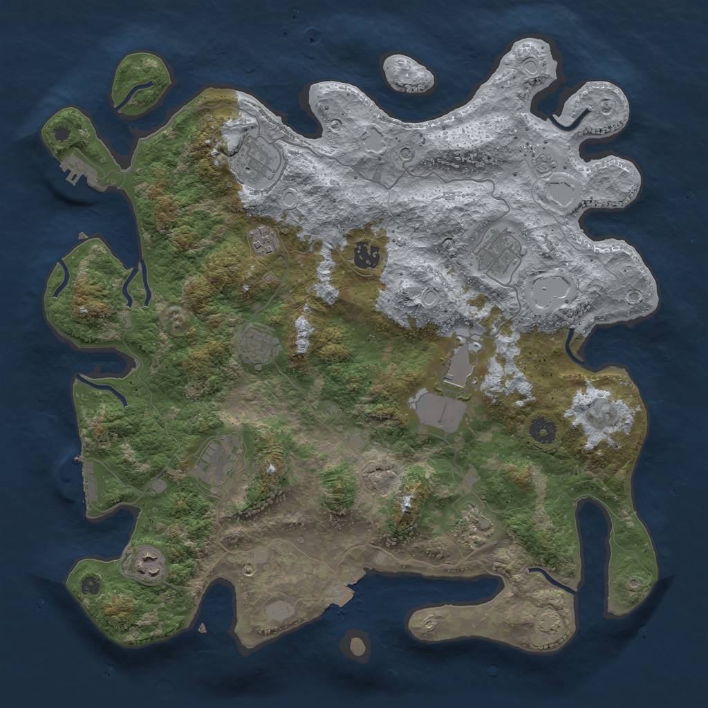 Rust Map: Procedural Map, Size: 3900, Seed: 46890692, 17 Monuments