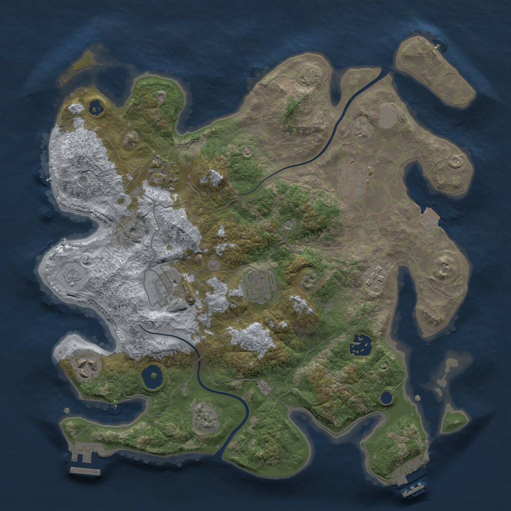 Rust Map: Procedural Map, Size: 3450, Seed: 53090068, 13 Monuments